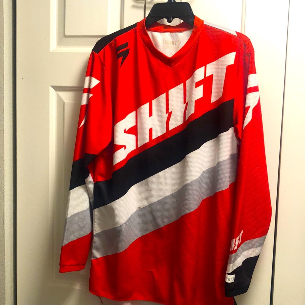 Shift MX Ride Club Label White 3 Motocross Men’s Red White Black Jersey Size M